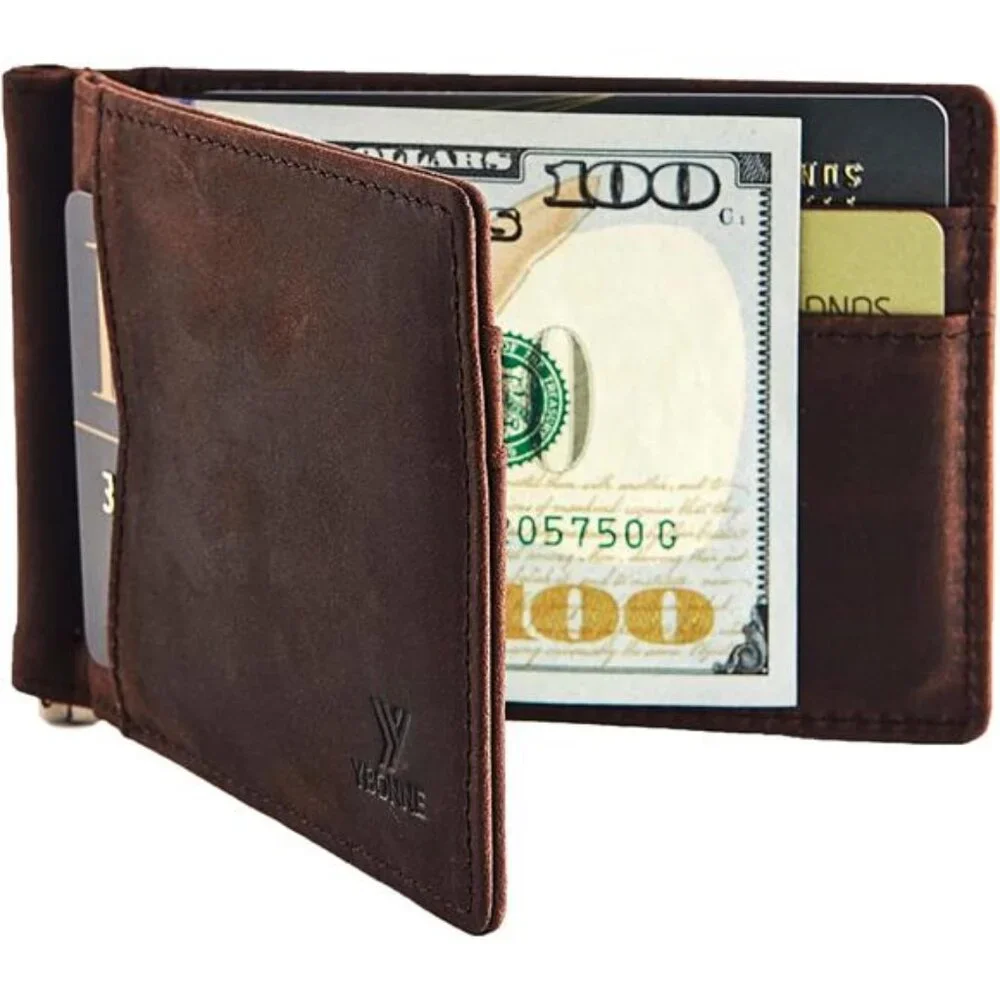 Mens Slim Wallet with Money Clip Front Pocket RFID Blocking Thin Bifold